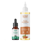 100% pure rosemary essential oil and cold pressed almond oil combo for hair growth by Aravi Organic