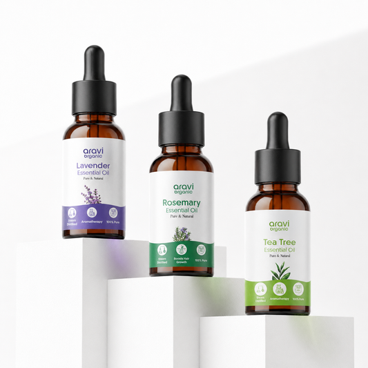 100% Pure Tea Tree, Lavender & Rosemary Essential Oil for Skin, Scalp & Hair Care – 15ml Each