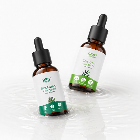 100% Pure Tea Tree & Rosemary Essential Oil for Skin, Scalp & Hair Care – 15ml Each