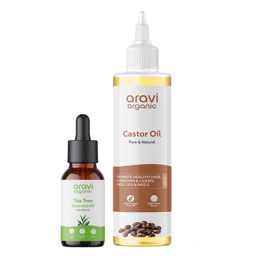 100% Pure Tea Tree Essential Oil And Castor Oil For Healthy Hair and Skin