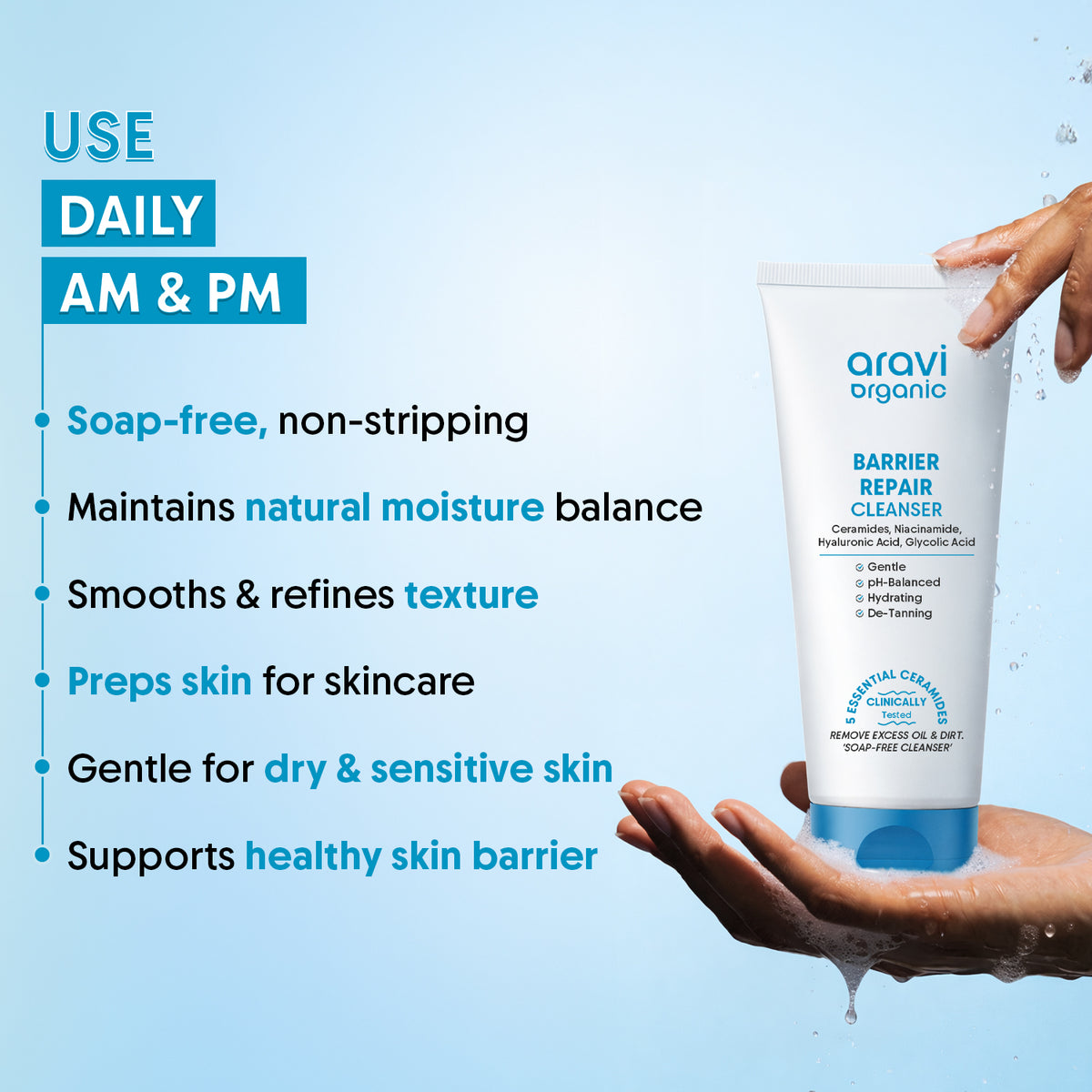 Barrier repair face cleanser 100ml - Aravi Organic, view 6