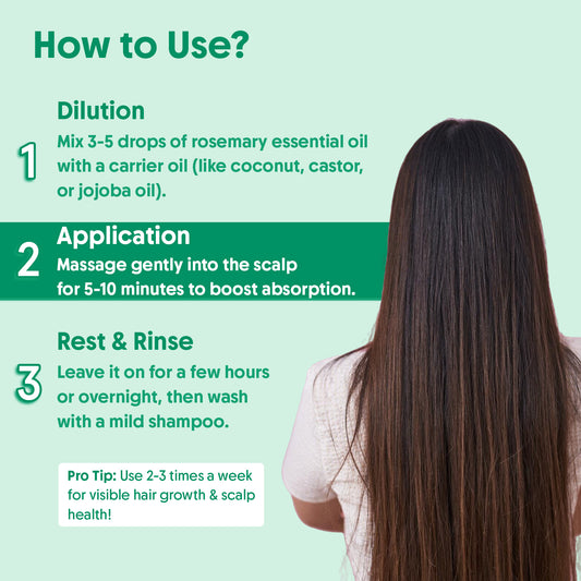 100% Pure Rosemary Essential Oil | Hair Fall Control & New Hair Growth Support in 90 Days | Cinically Tested