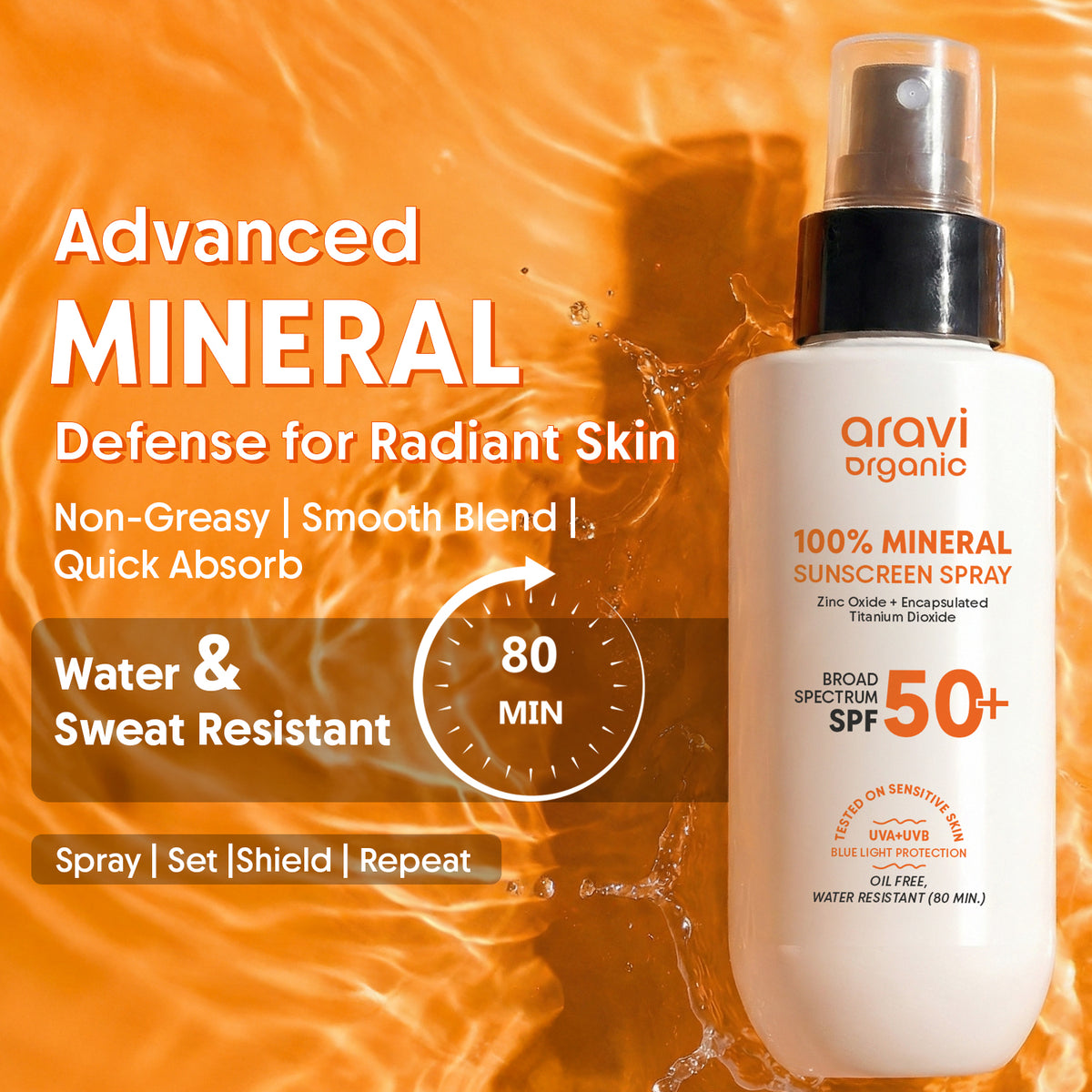 100% mineral sunscreen spray 100ml - Aravi Organic, view 2
