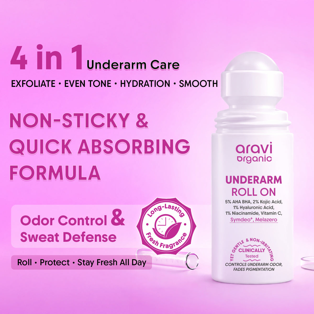 Multi-active underarm roll on 50ml - Aravi Organic, view 2