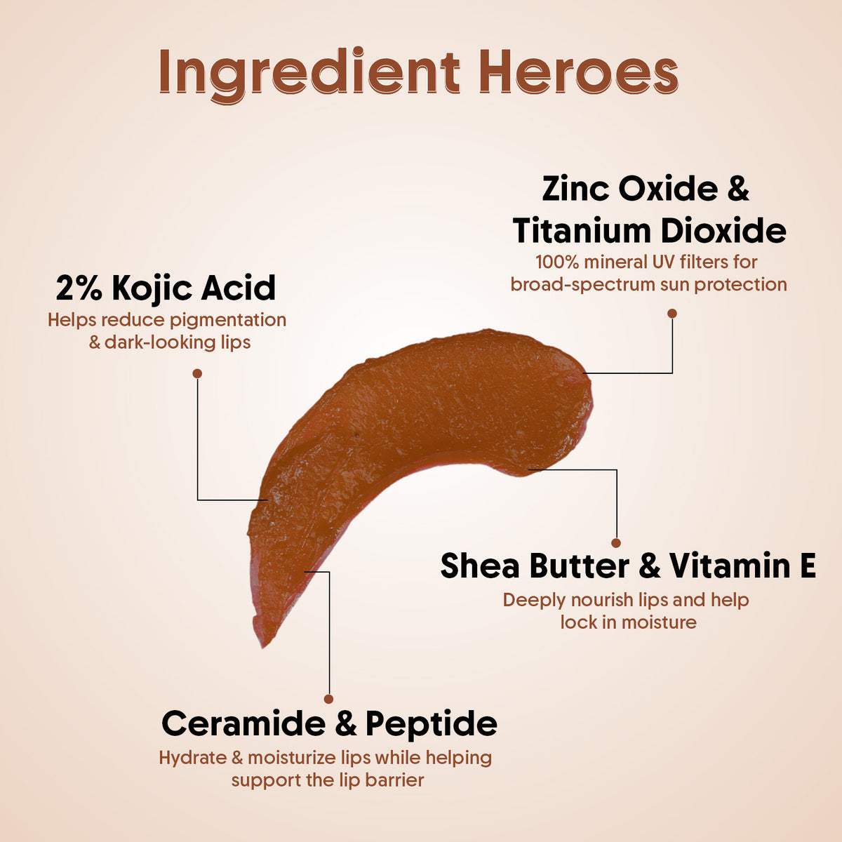 Nude cocoa lip balm with kojic acid, 5g - Aravi Organic, view 3
