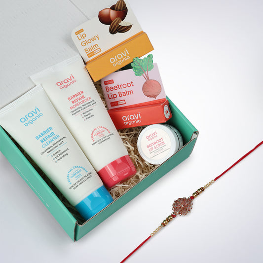 Aravi Organic Rakhi Gift Set for Sister – Skincare Gift Hamper for Women | Raksha Bandhan Gift Set