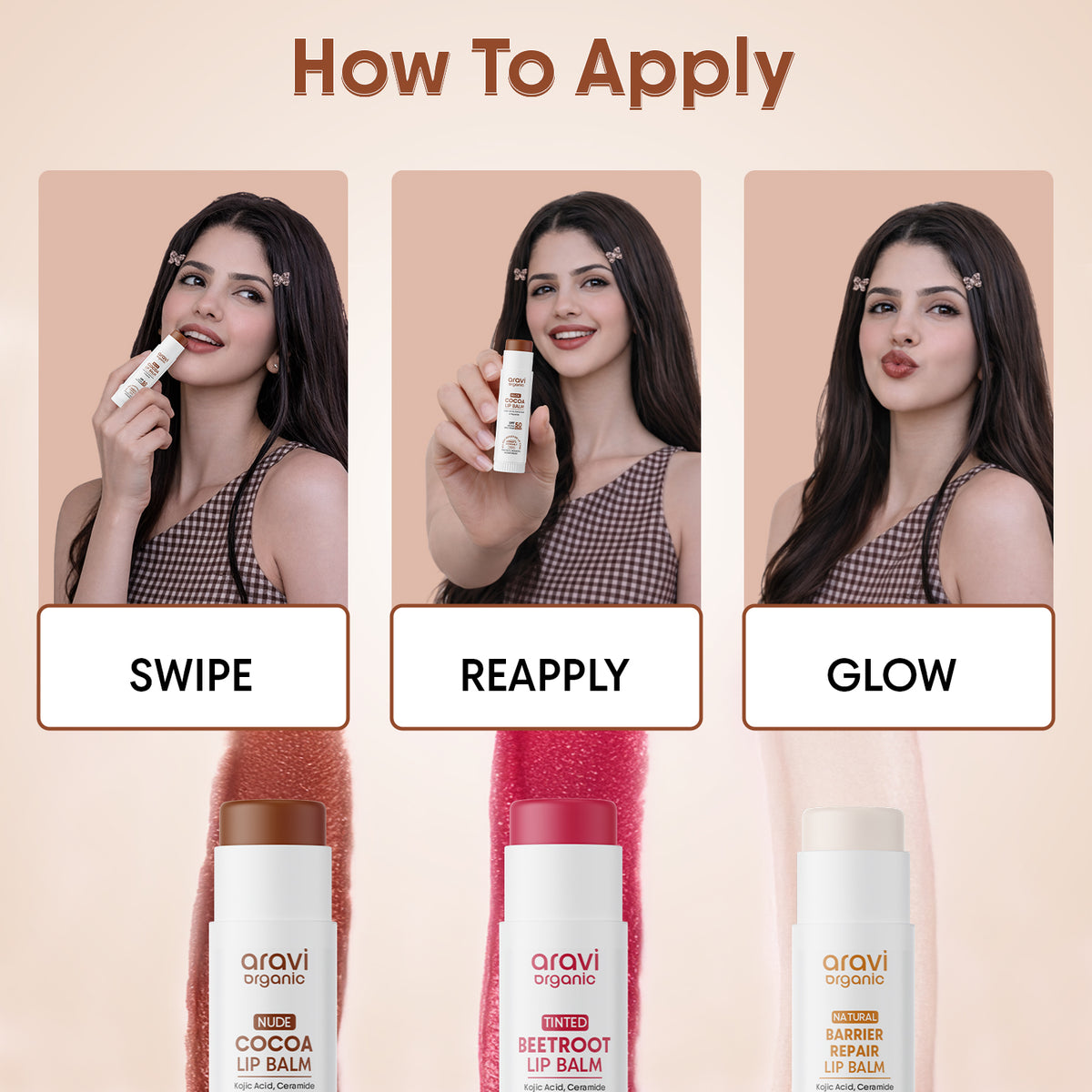 Nude cocoa lip balm with kojic acid, 5g - Aravi Organic, view 7