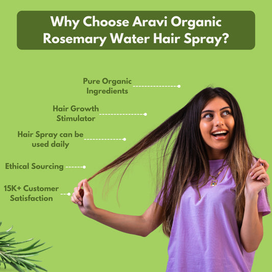 Aravi Organic Rosemary Water Hair Spray for Hair Growth - Natural Scalp Treatment - Promotes Healthy Follicles and Thicker Hair
