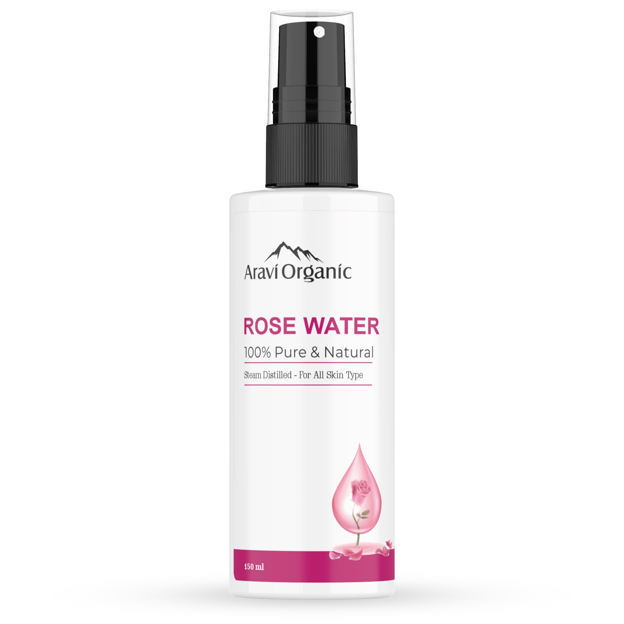 Aravi Organic 100% Steam Distilled Rose Water Face Toner Spray, Make Up Remover & Hydration