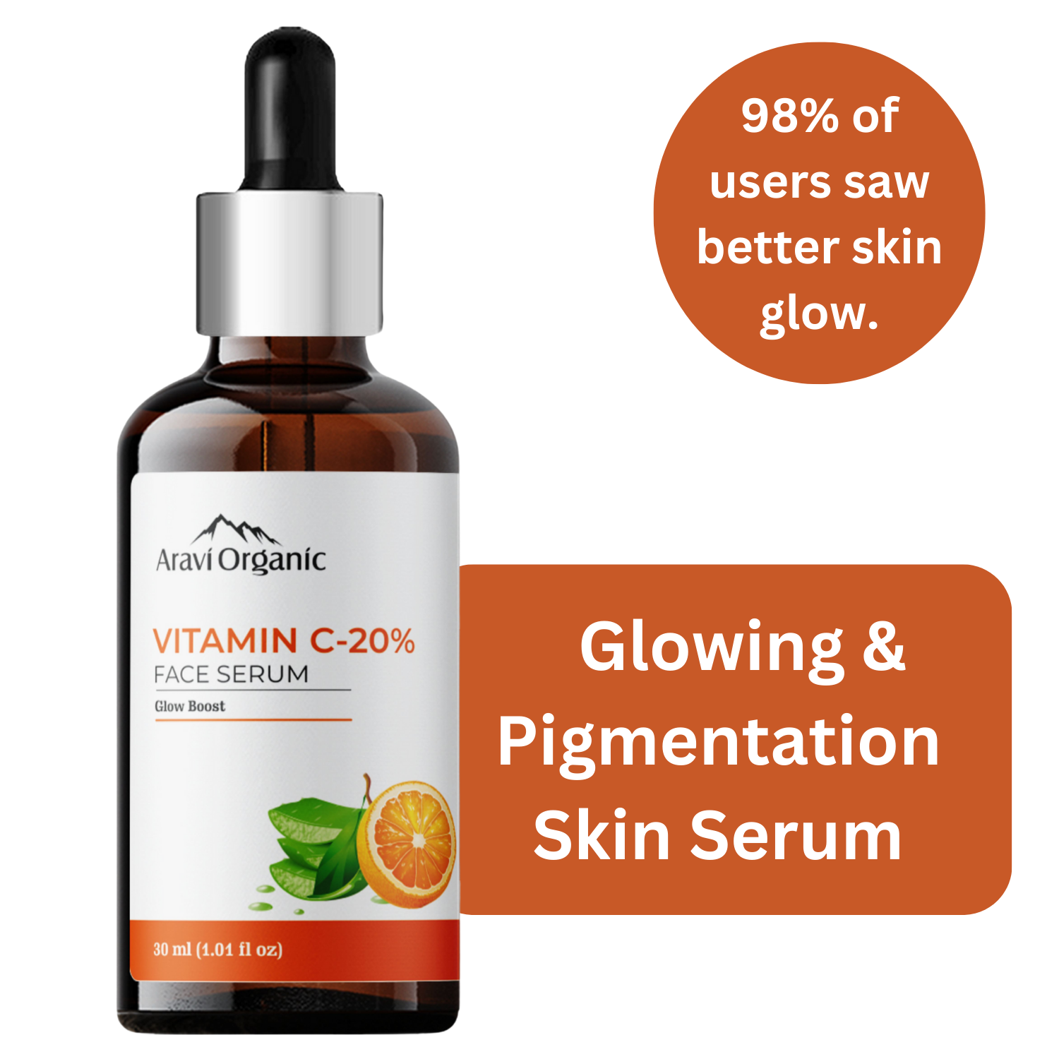 Aravi Organic 20% Vitamin C  Serum For Face Whitening.