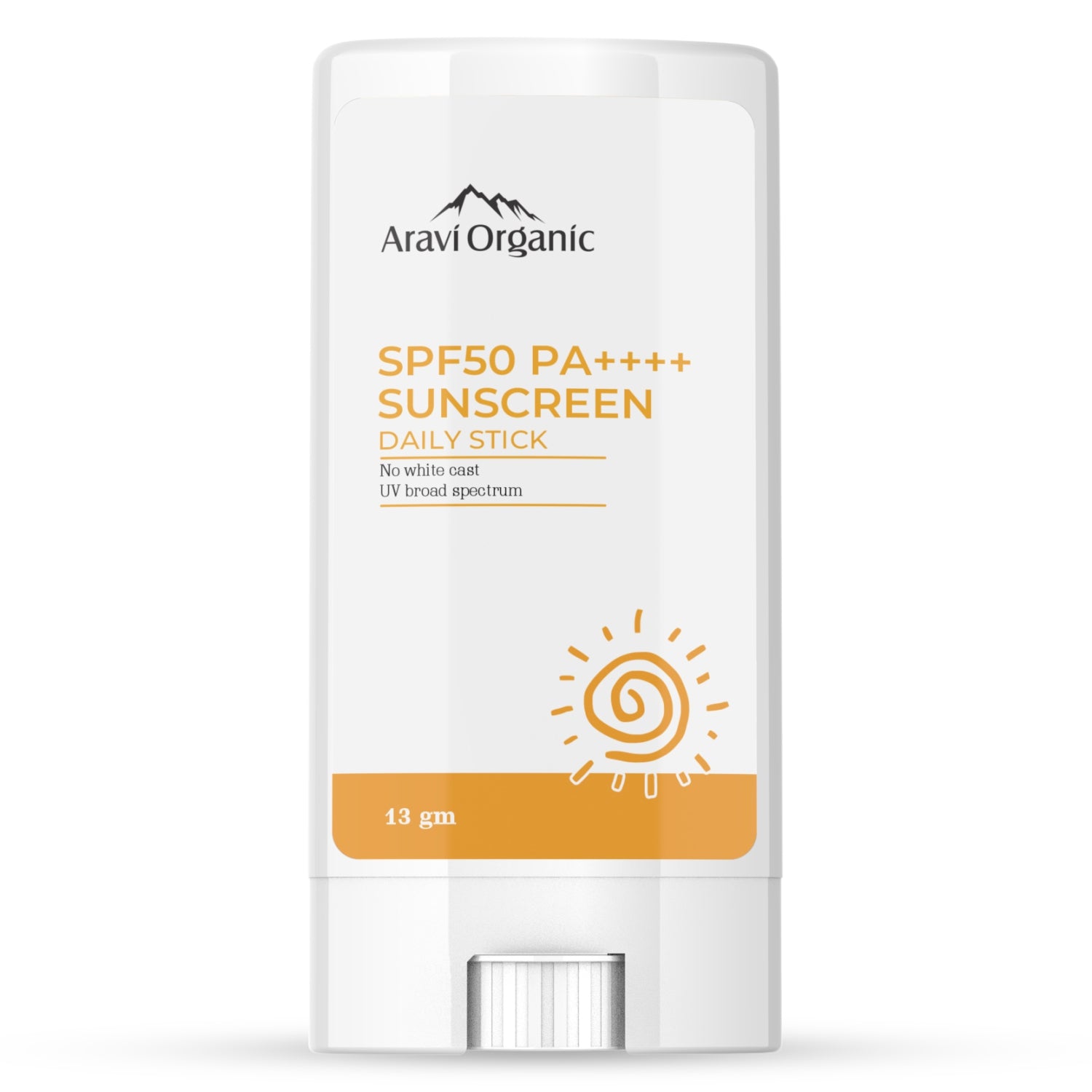 Aravi Organic SPF 50+ Daily Sunscreen Stick Lightweight, Non-Greasy For All Skin Types