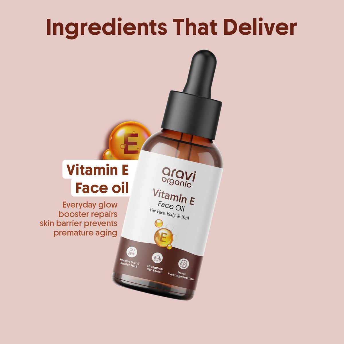 Pure Vitamin E face oil 30ml - Aravi Organic, view 4