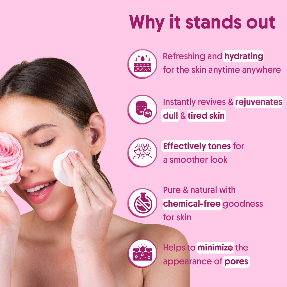 Pure rose water face spray 150ml - Aravi Organic, view 3