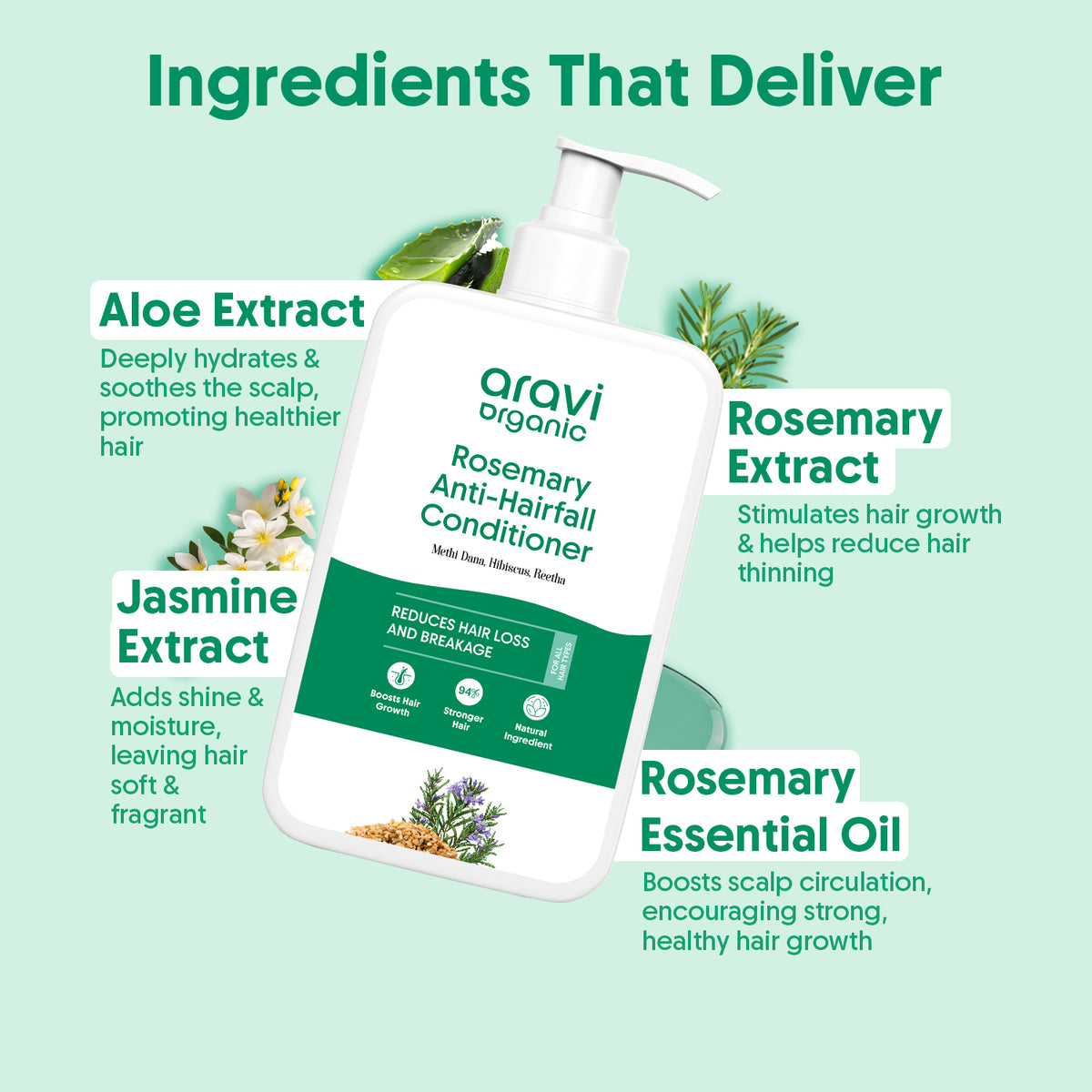 Rosemary Shampoo & Conditioner Combo for Anti Hair Fall & Healthy Hair Growth Each