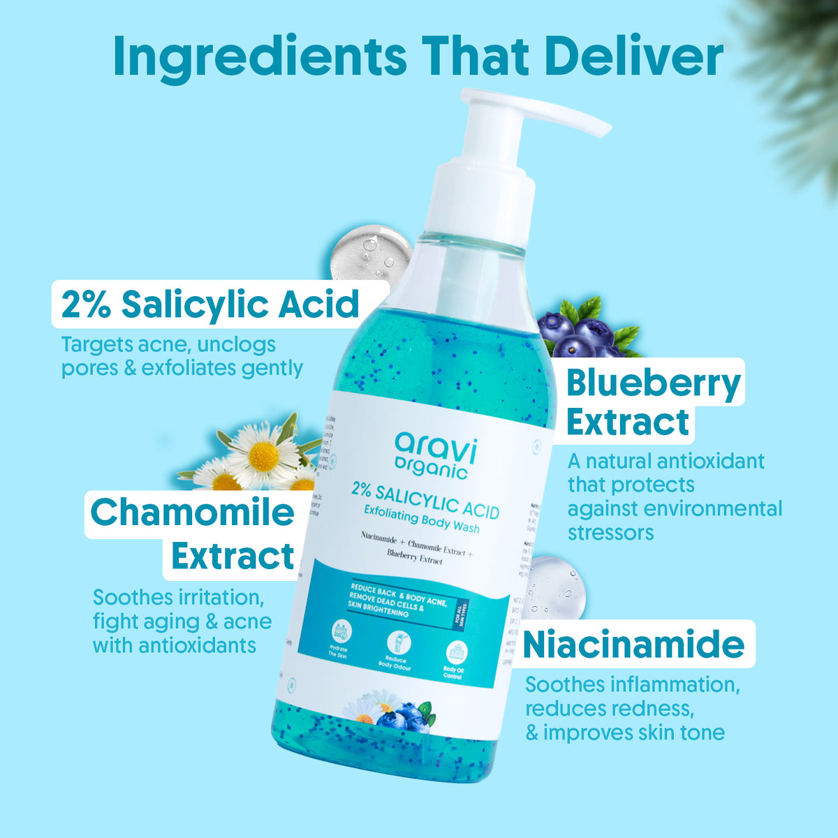 Salicylic acid body wash 300ml - Aravi Organic, view 4