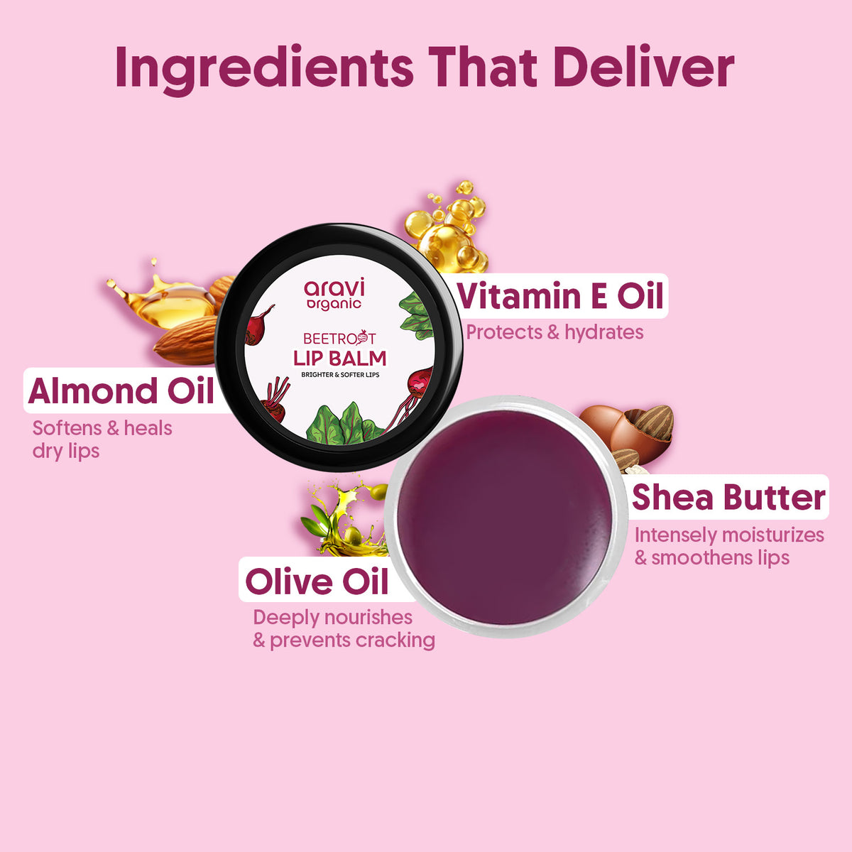 Beetroot lip balm 8g - Aravi Organic, view 4
