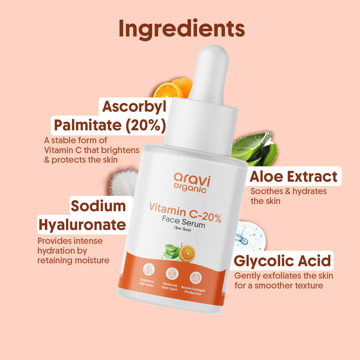 20% Vitamin C face serum 30ml - Aravi Organic, view 4