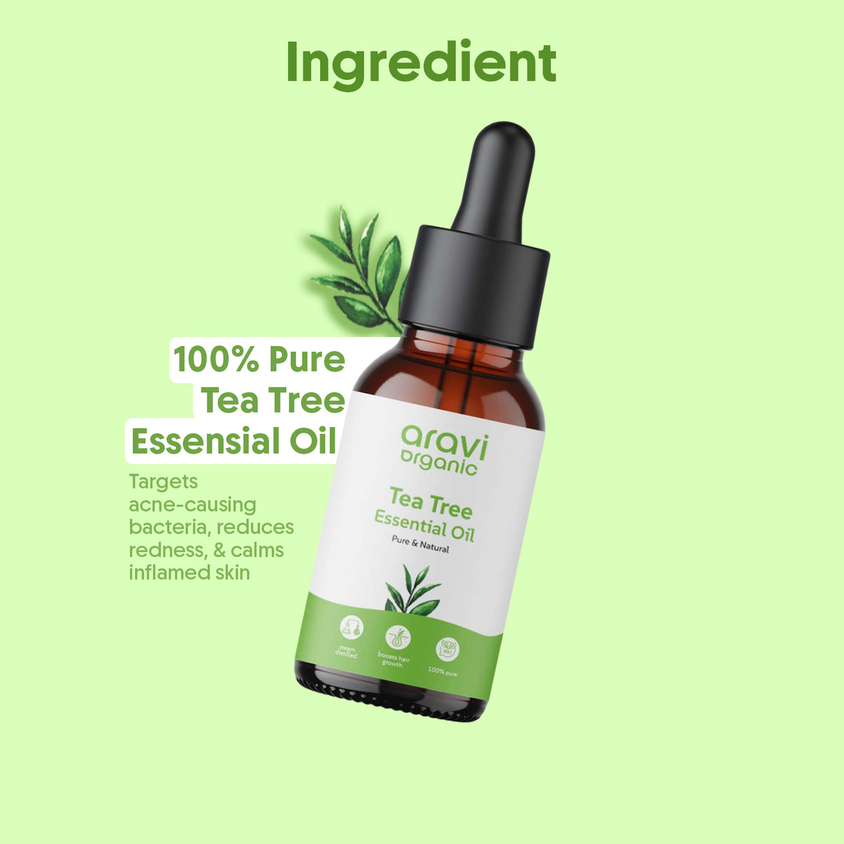 100% Pure Tea Tree & Peppermint Essential Oil for Healthy Hair & Skin – 15ml Each