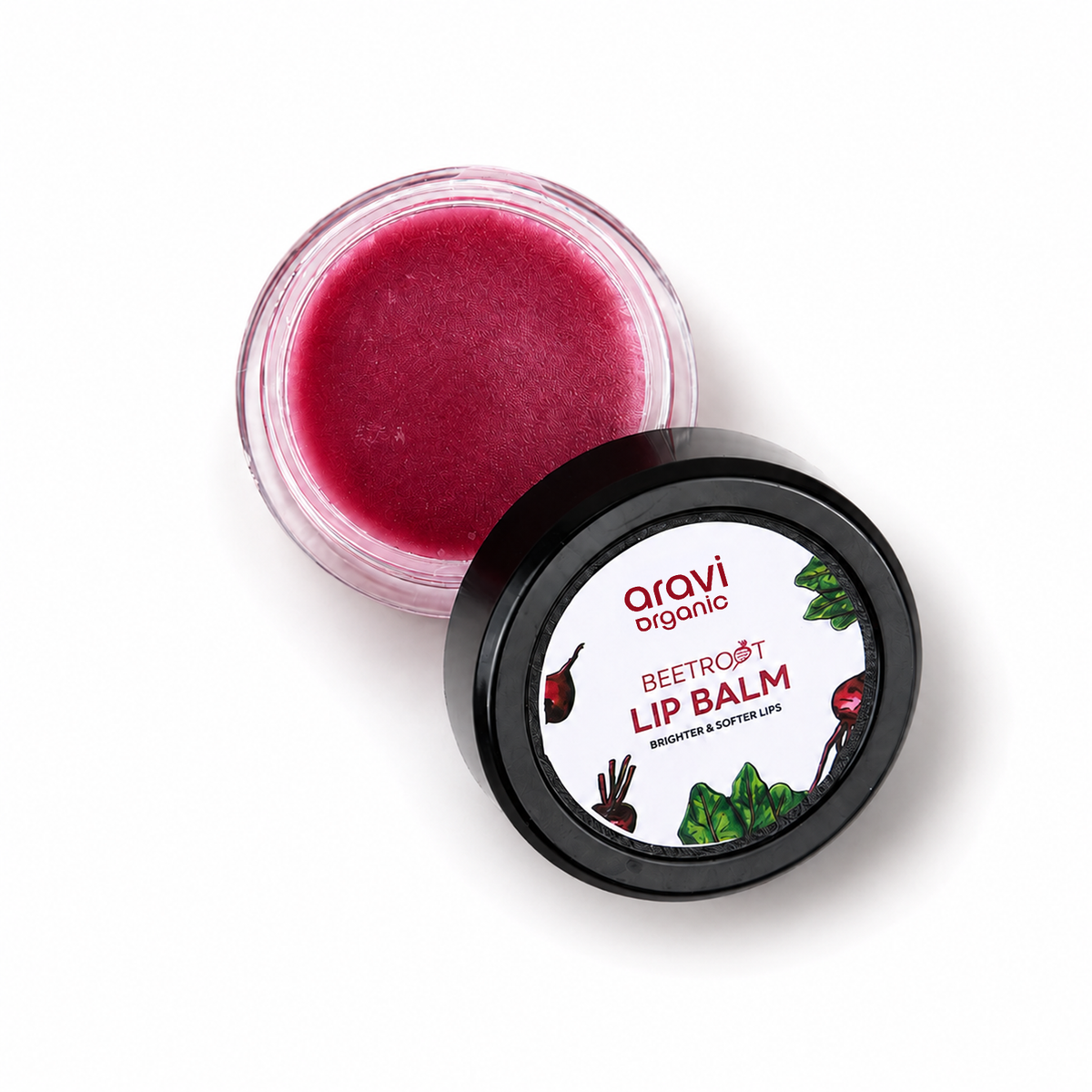 Beetroot lip balm with shea butter and cocoa butter for dark lips, 8g by Aravi Organic