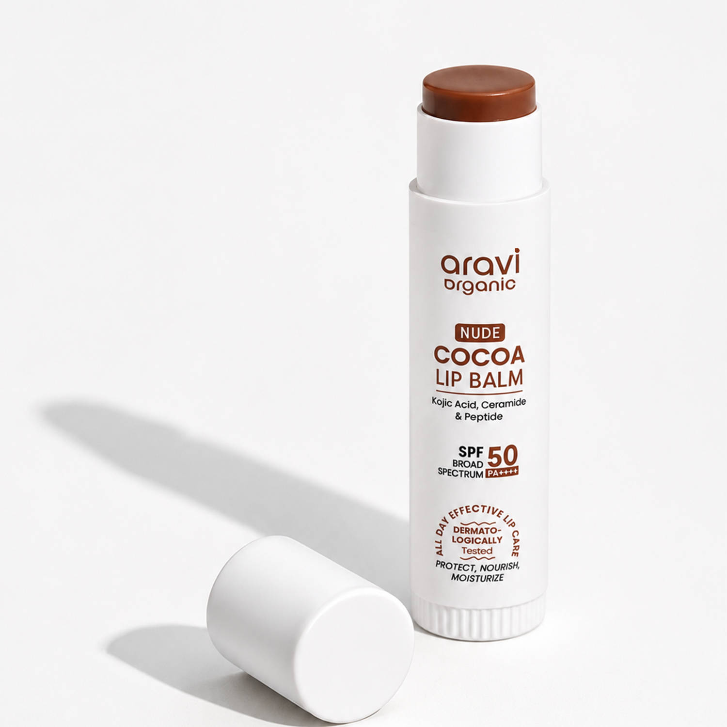 Nude cocoa lip balm with kojic acid, 5g - Aravi Organic, view 9