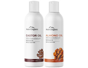 Cold Pressed Castor Carrier Oil with Cold Pressed Badam Rogan Sweet Almond Oil.