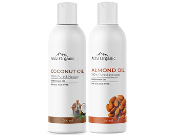 Cold Pressed Badam Rogan Sweet Almond Oil with Extra Virgin Cold Pressed Coconut Oil.