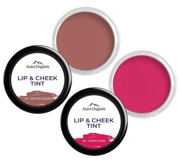 Lip and Cheek Tint for Everyday Use of Coffee Queen with Poppy Pink
