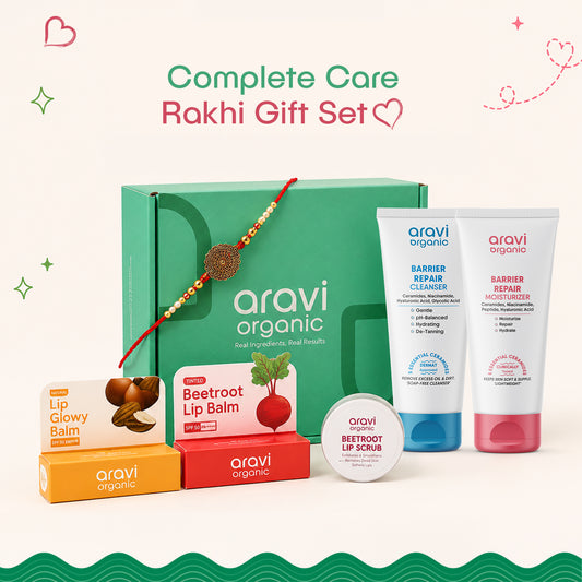 Aravi Organic Rakhi Gift Set for Sister – Skincare Gift Hamper for Women | Raksha Bandhan Gift Set