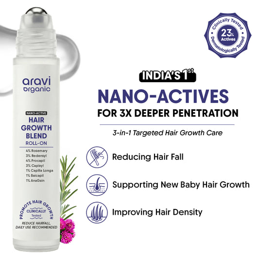 Nano Active Hair Growth Serum Roll On - 4% Rosemary & 3% Redensyl For Boost Hair Growth