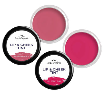 Lip and Cheek Tint for Everyday Use of Peony Peach with Poppy Pink
