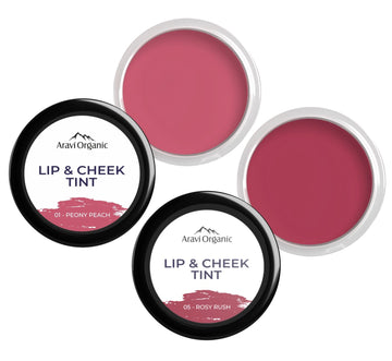 Lip and Cheek Tint for Everyday Use of Peony Peach with Rosy Rush