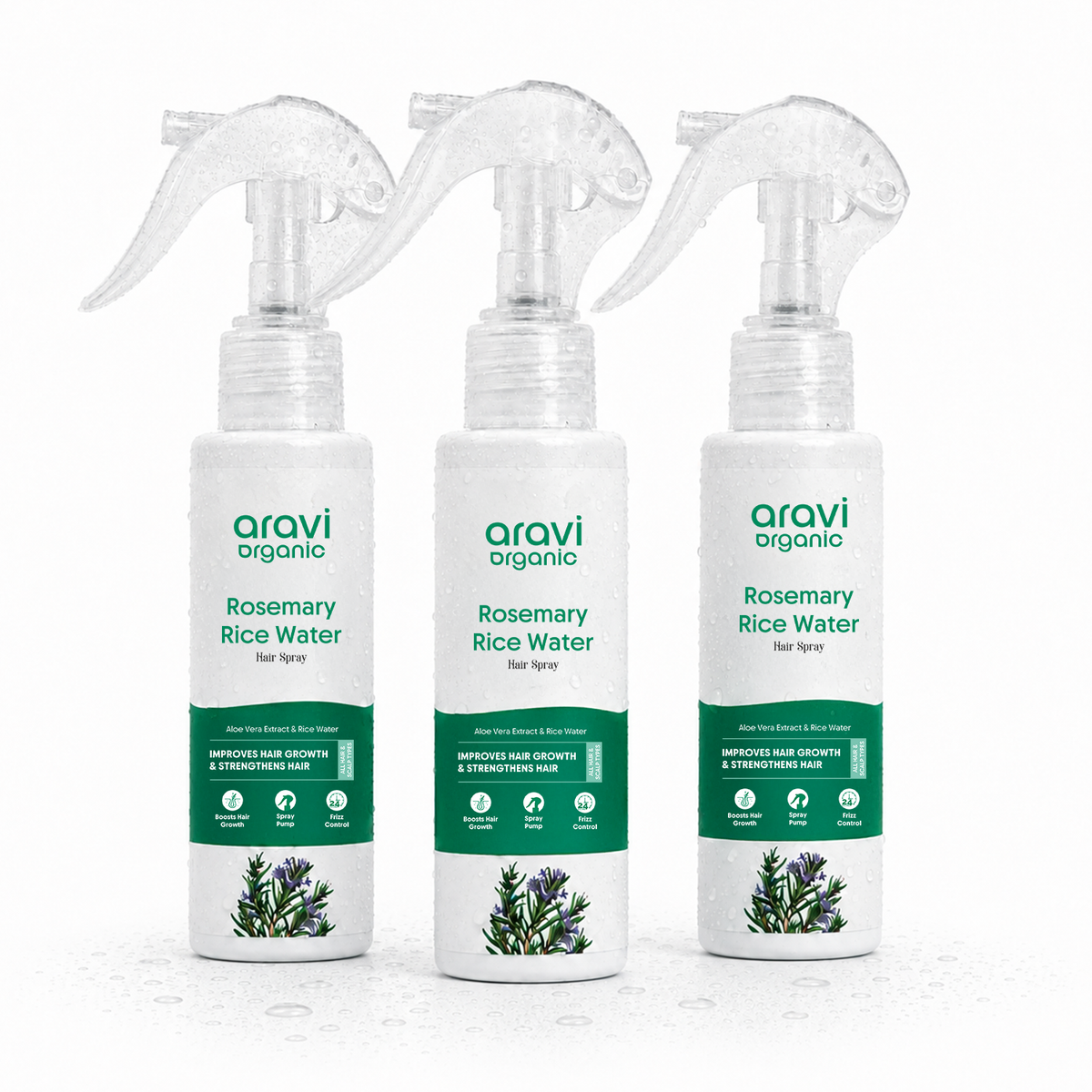 Rosemary rice water hair growth spray, pack of 3, by Aravi Organic