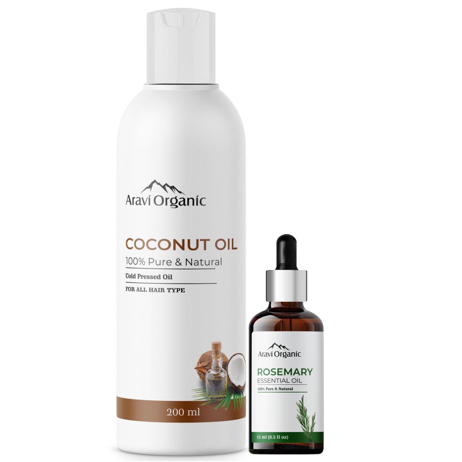 100% Pure Extra Virgin Cold Pressed Coconut Oil with Rosemary Essential Oil for Hair Growth.
