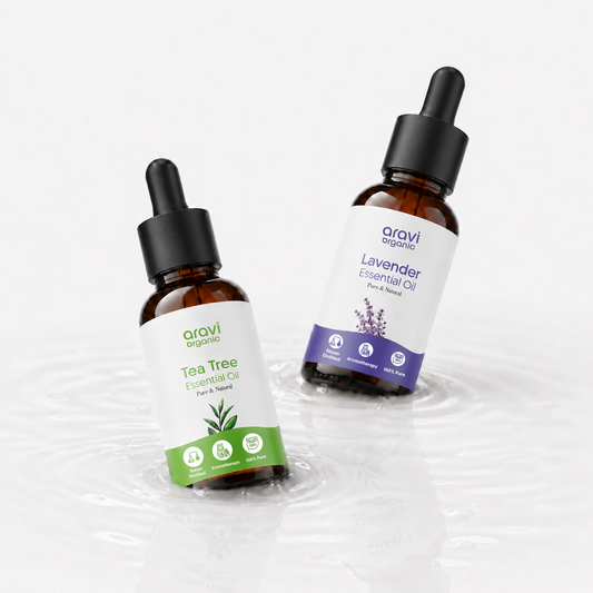 100% Pure Tea Tree & Lavender Essential Oil for Skin & Scalp Care – 15ml Each