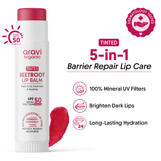 Beetroot Tinted Lip Balm SPF 50 PA++++ | Dry & Pigmented Lips | Kojic Acid & Ceramide - 5g