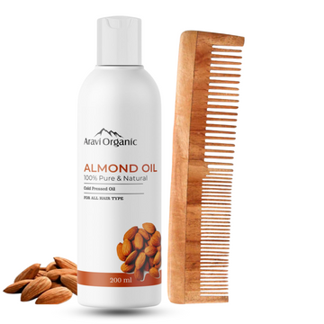 Aravi Organic 100% Pure Almond Oil With Wooden Comb
