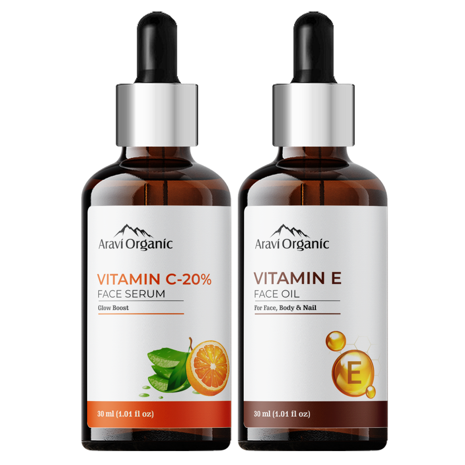 20% Vitamin C  Serum & Pure Vitamin E Oil Combo Pack - 30ml Each