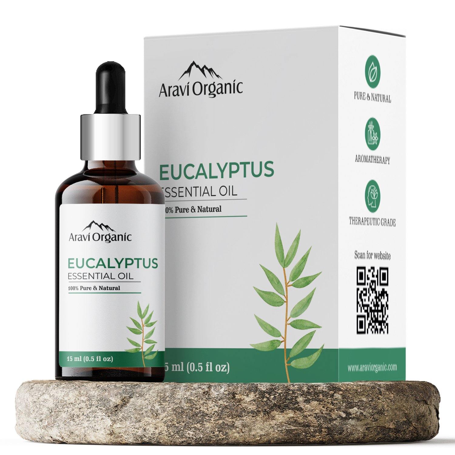 Nilgiri Eucalyptus Essential Oil | 100% Pure Oil for Cold & Cough, Steam Inhalation (15 ml) - Aravi Organic